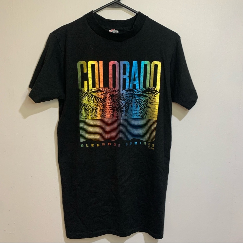Vintage Colorado Glenwood Springs Tee Shirt Size Medium 80s 90s Neon Bright